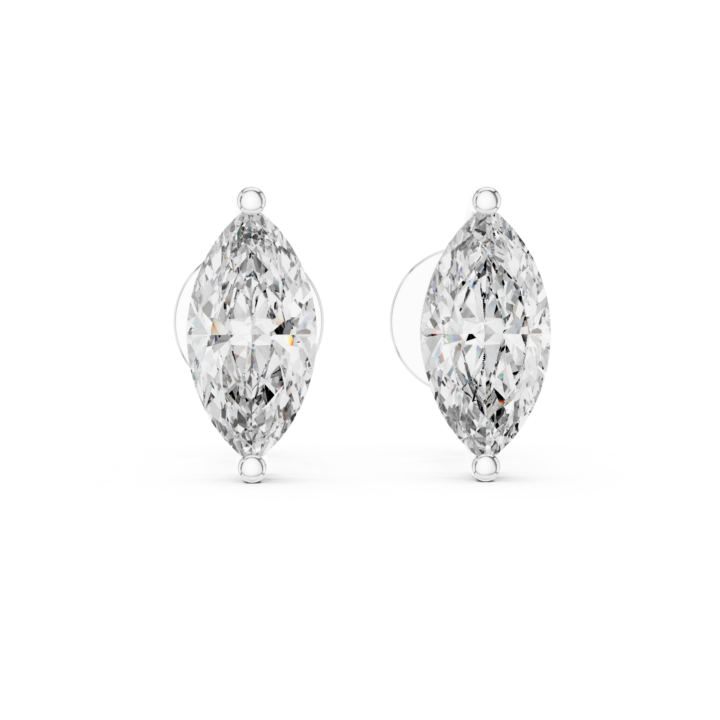 Marquise Cut Lab Grown Diamond Solitaire Earrings 14K White Gold