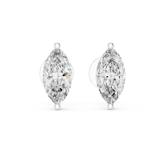 Marquise Cut Lab Grown Diamond Solitaire Earrings 14K White Gold