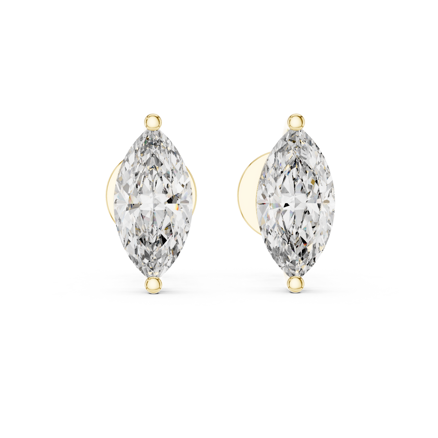 Marquise Cut Lab Grown Diamond Solitaire Earrings 14K White Gold