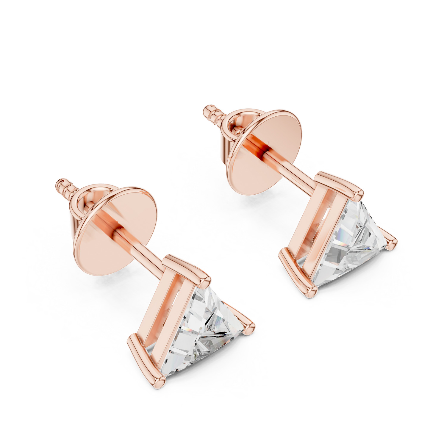 Trilliant Cut Lab-Grown Diamond Solitaire Earrings in Rose Gold
