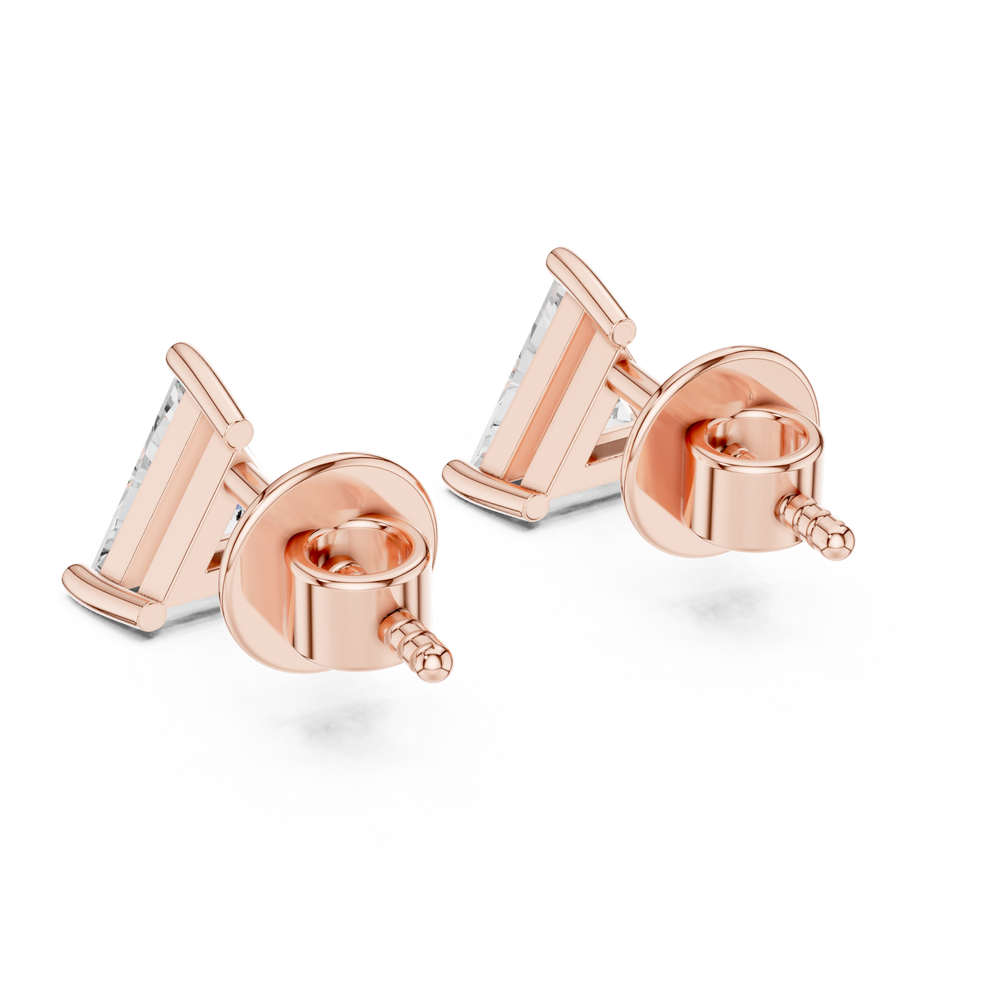 Trilliant Cut Lab-Grown Diamond Solitaire Earrings in Rose Gold