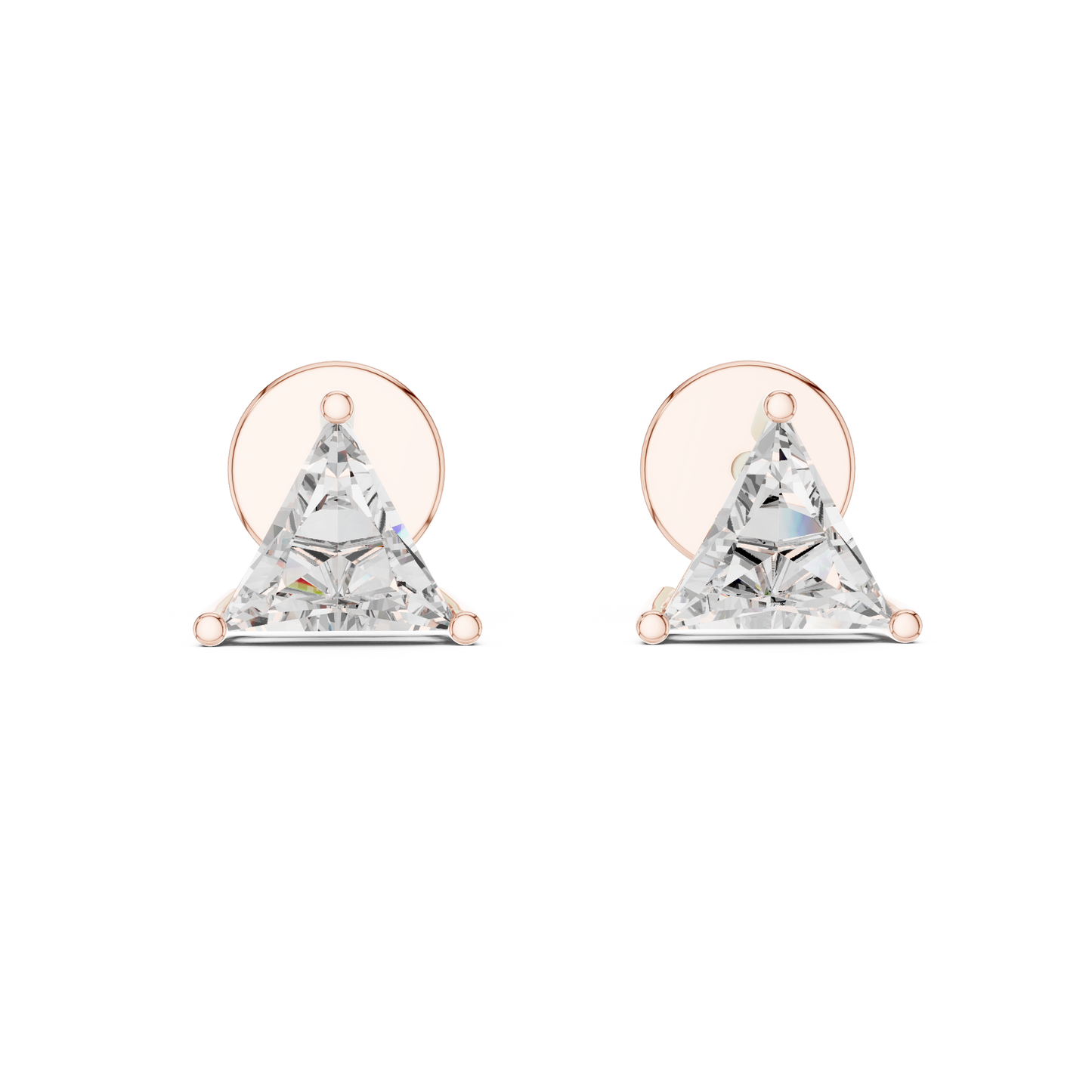 Trilliant Cut Lab-Grown Diamond Solitaire Earrings in Rose Gold