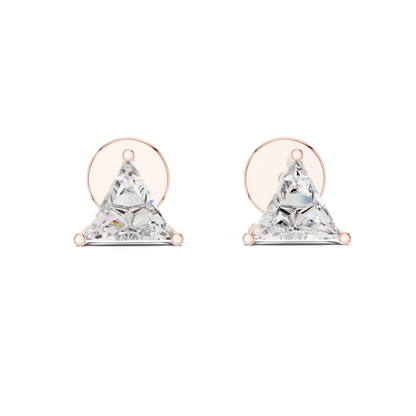 Trilliant Cut Lab-Grown Diamond Solitaire Earrings in Rose Gold