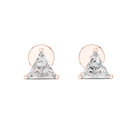 Trilliant Cut Lab-Grown Diamond Solitaire Earrings in Rose Gold