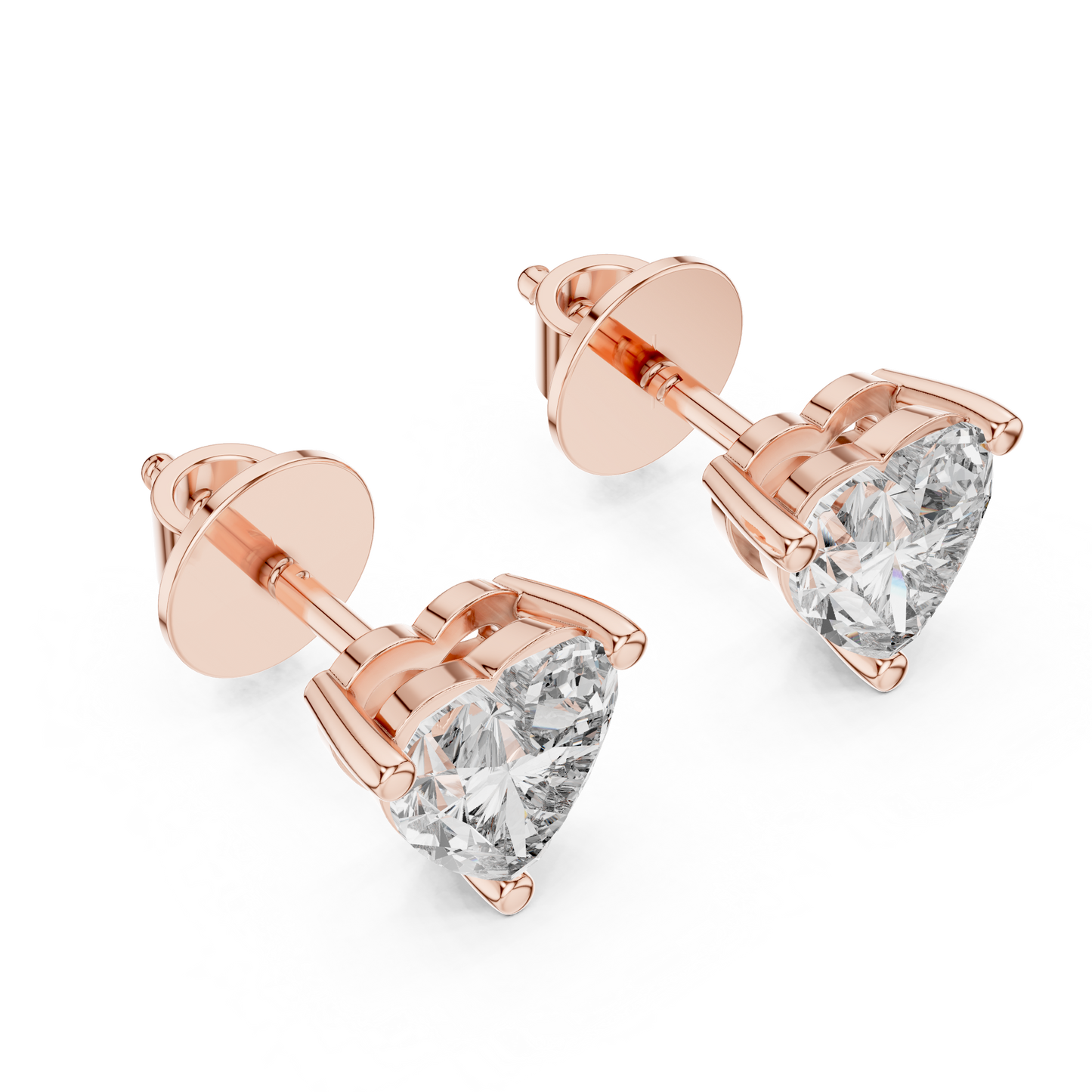 Heart Cut Lab-Grown Diamond Solitaire Earrings in Rose Gold
