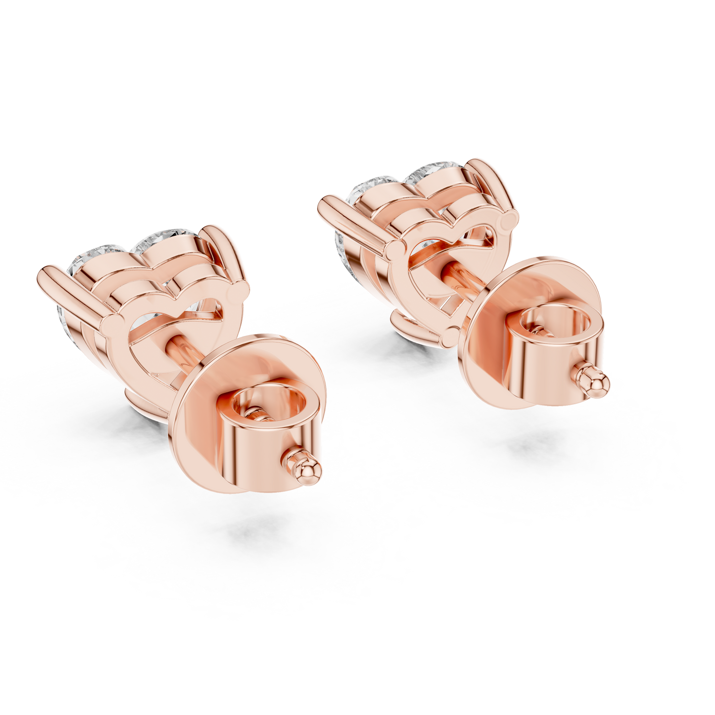 Heart Cut Lab-Grown Diamond Solitaire Earrings in Rose Gold