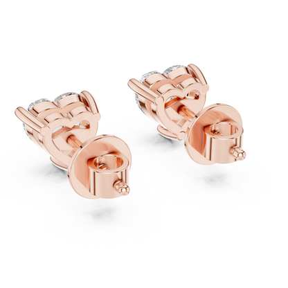 Heart Cut Lab-Grown Diamond Solitaire Earrings in Rose Gold