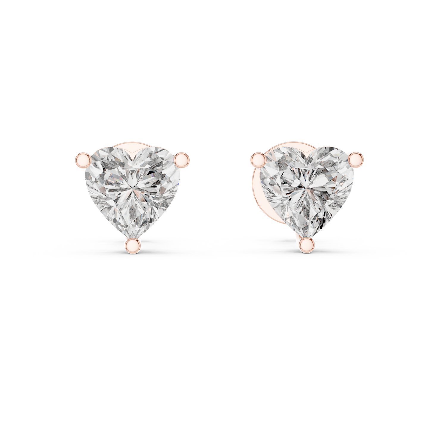 Heart Cut Lab-Grown Diamond Solitaire Earrings in Rose Gold