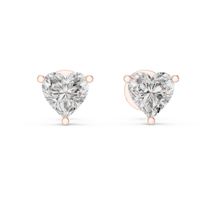 Heart Cut Lab-Grown Diamond Solitaire Earrings in Rose Gold