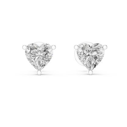 Heart Cut Lab-Grown Diamond Solitaire Earrings in Rose Gold
