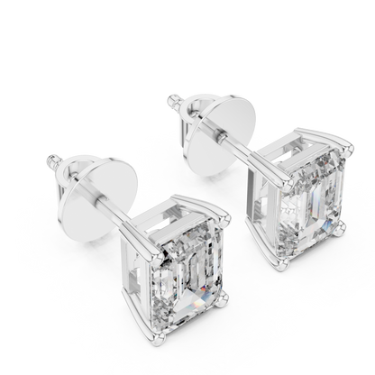 14K Yellow Gold Emerald Cut Lab Diamond Solitaire Earrings