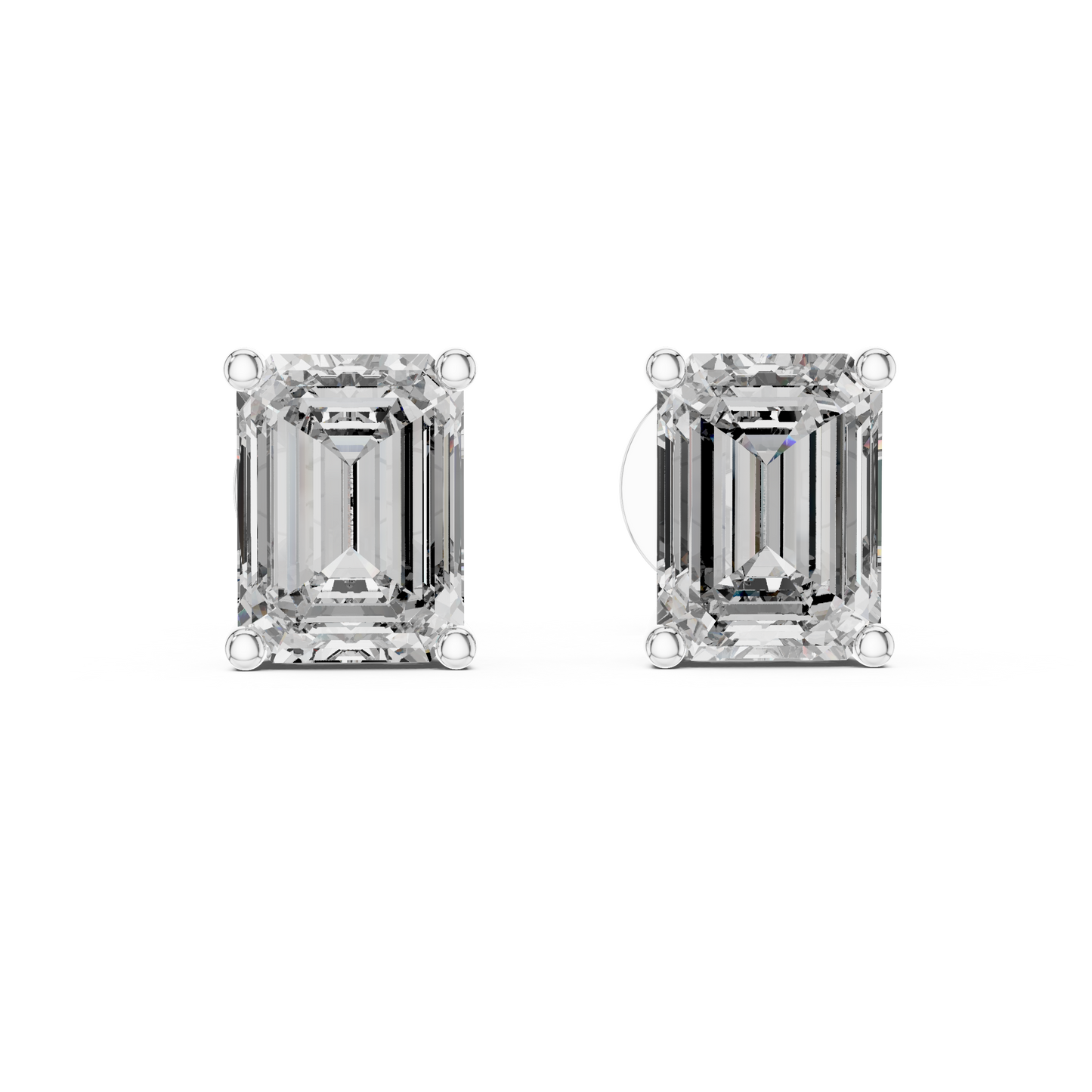 14K Yellow Gold Emerald Cut Lab Diamond Solitaire Earrings