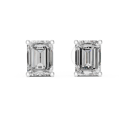 14K Yellow Gold Emerald Cut Lab Diamond Solitaire Earrings