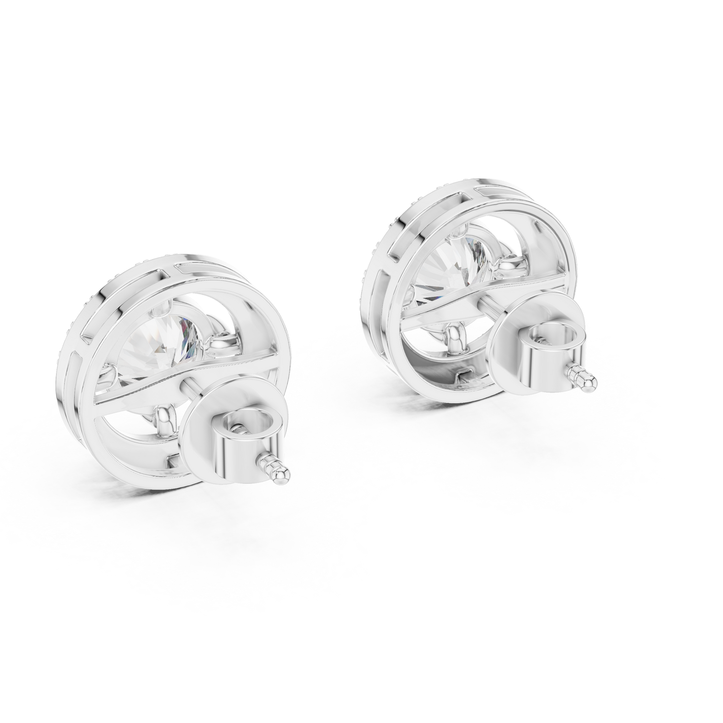 Round Halo Lab Grown Diamond Stud Earrings in 14K Rose Gold
