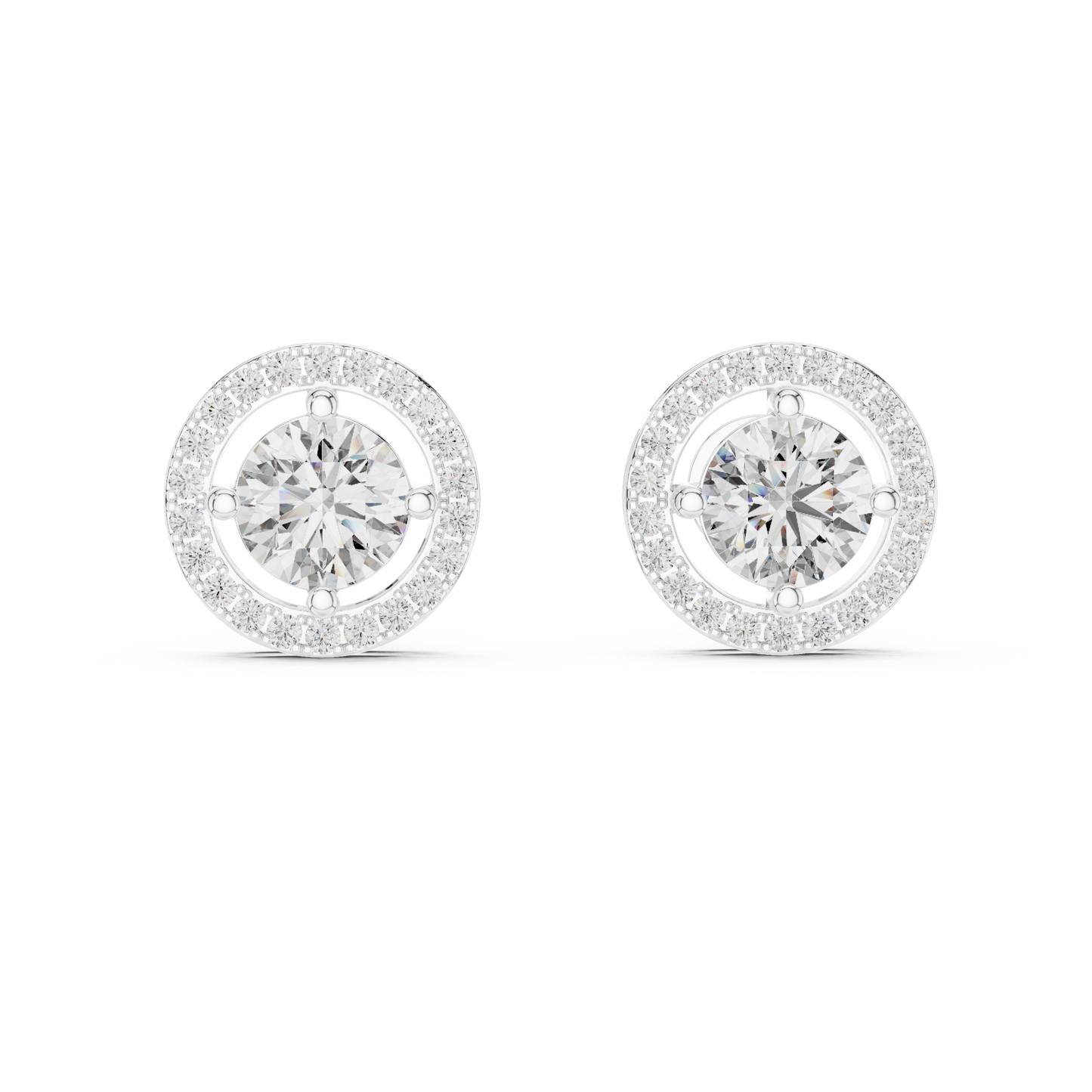 Round Halo Lab Grown Diamond Stud Earrings in 14K Rose Gold