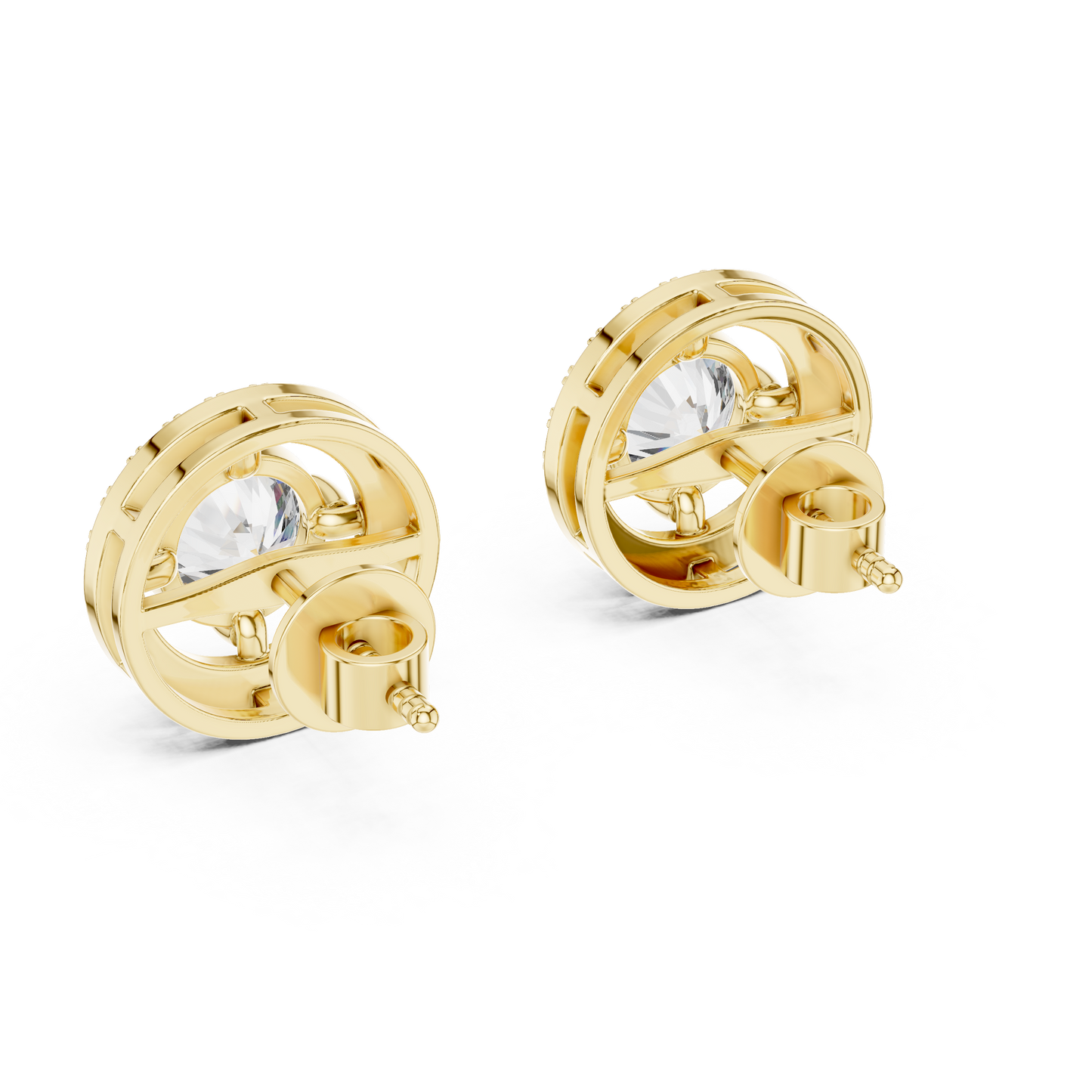 Round Halo Lab Grown Diamond Stud Earrings in 14K Rose Gold