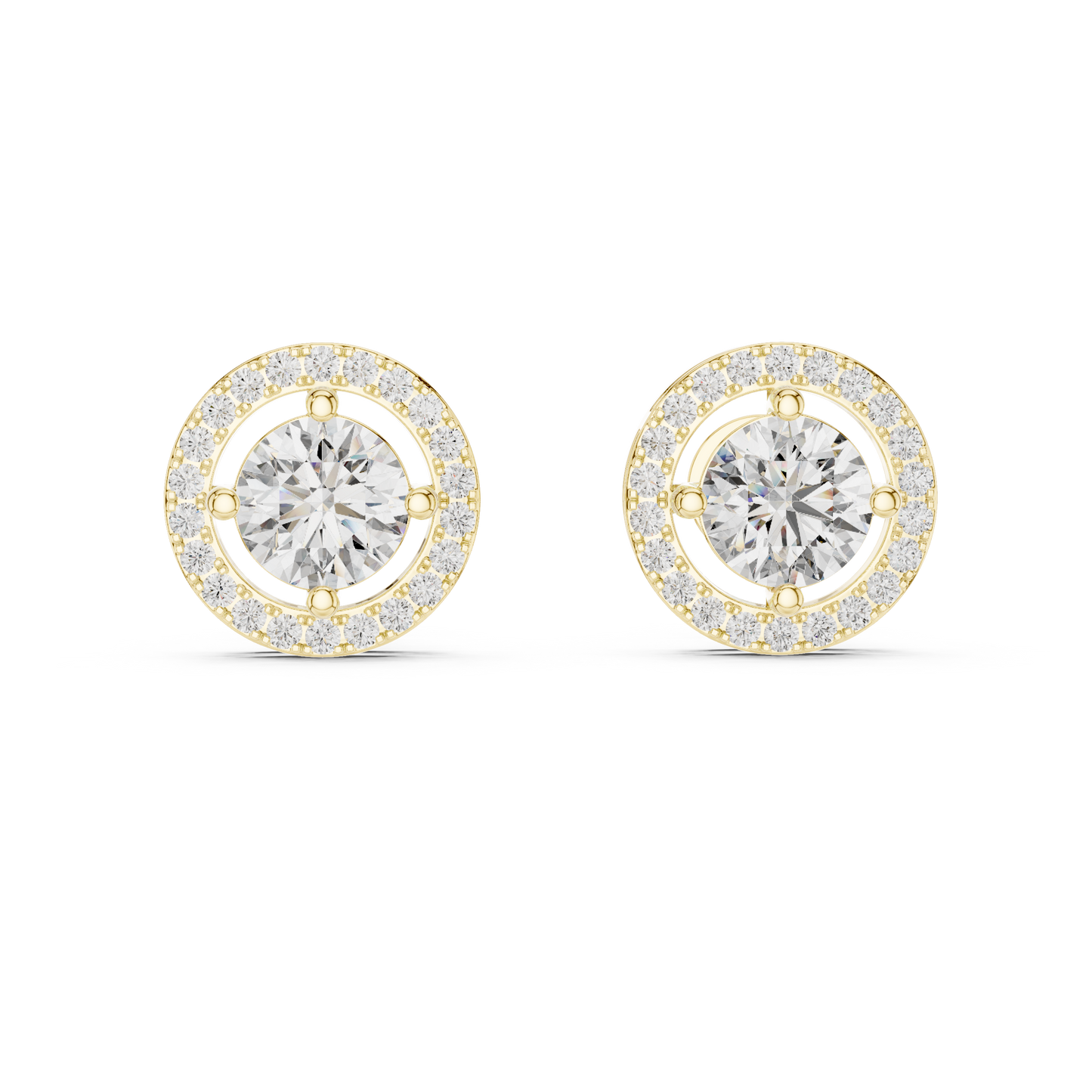Round Halo Lab Grown Diamond Stud Earrings in 14K Rose Gold