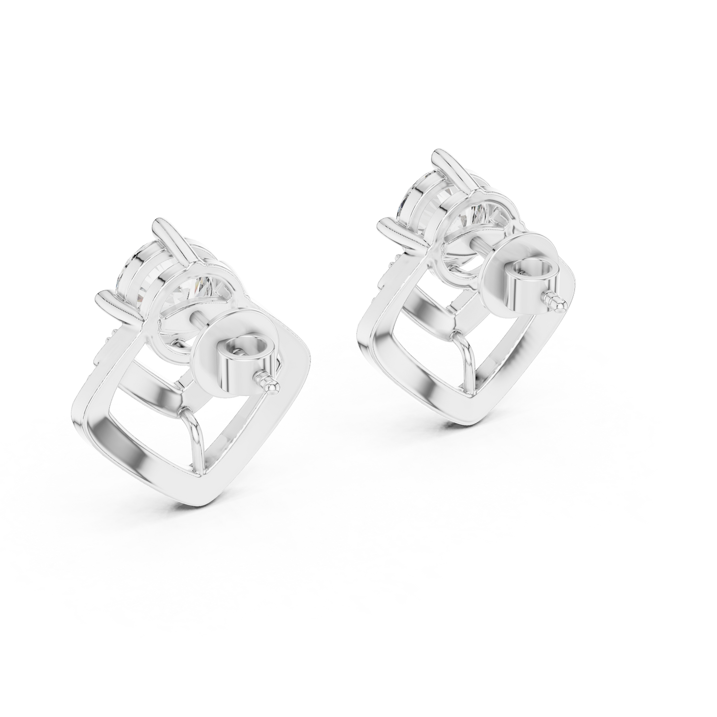 Round Lab Grown Diamond Chevron Stud Earrings in 14K Yellow Gold