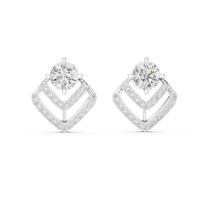 Round Lab Grown Diamond Chevron Stud Earrings in 14K Yellow Gold
