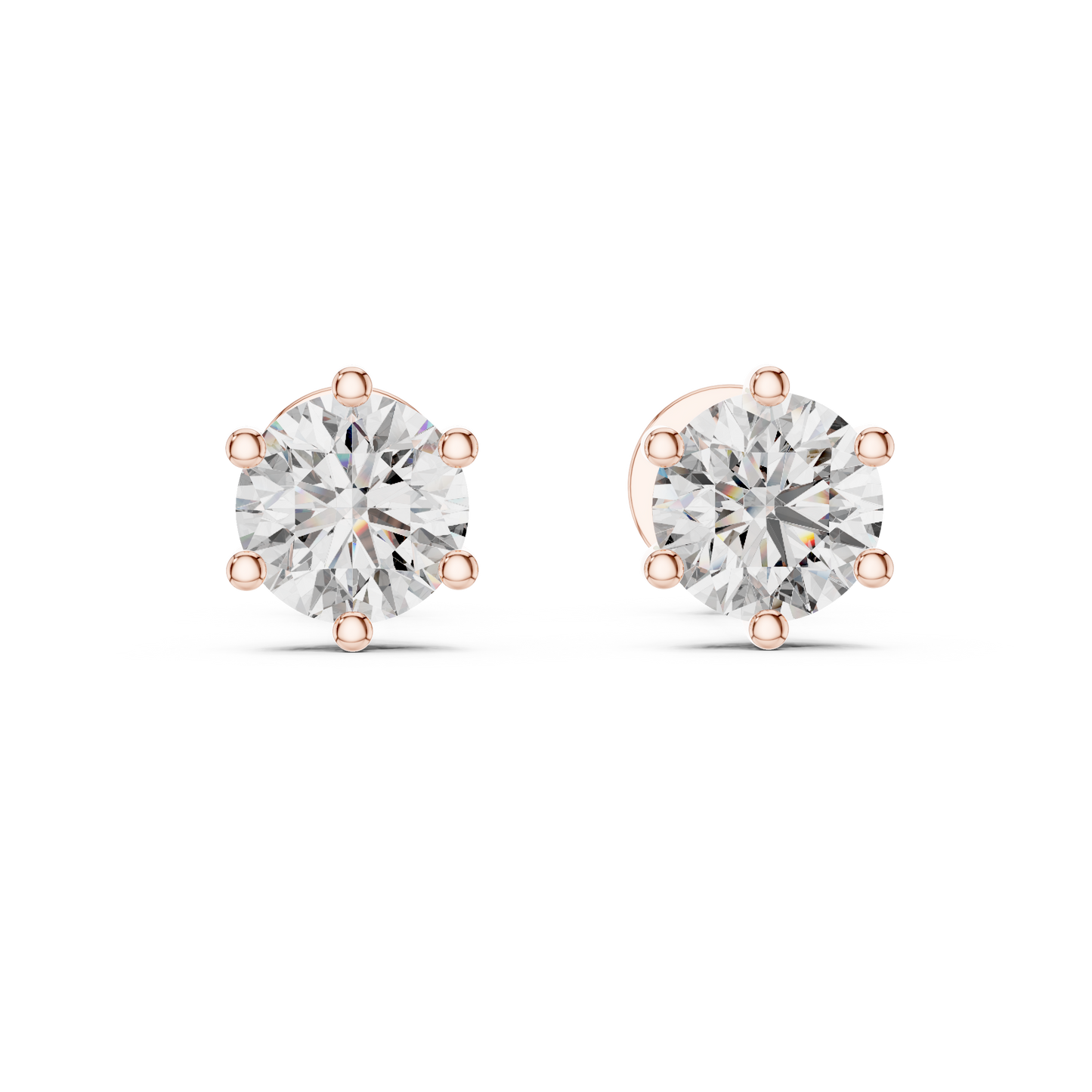 Round Cut Lab Grown Diamond Solitaire Earrings in 14K Yellow Gold