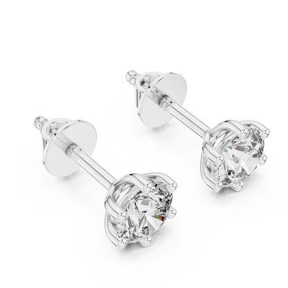 Round Cut Lab Grown Diamond Solitaire Earrings in 14K Yellow Gold