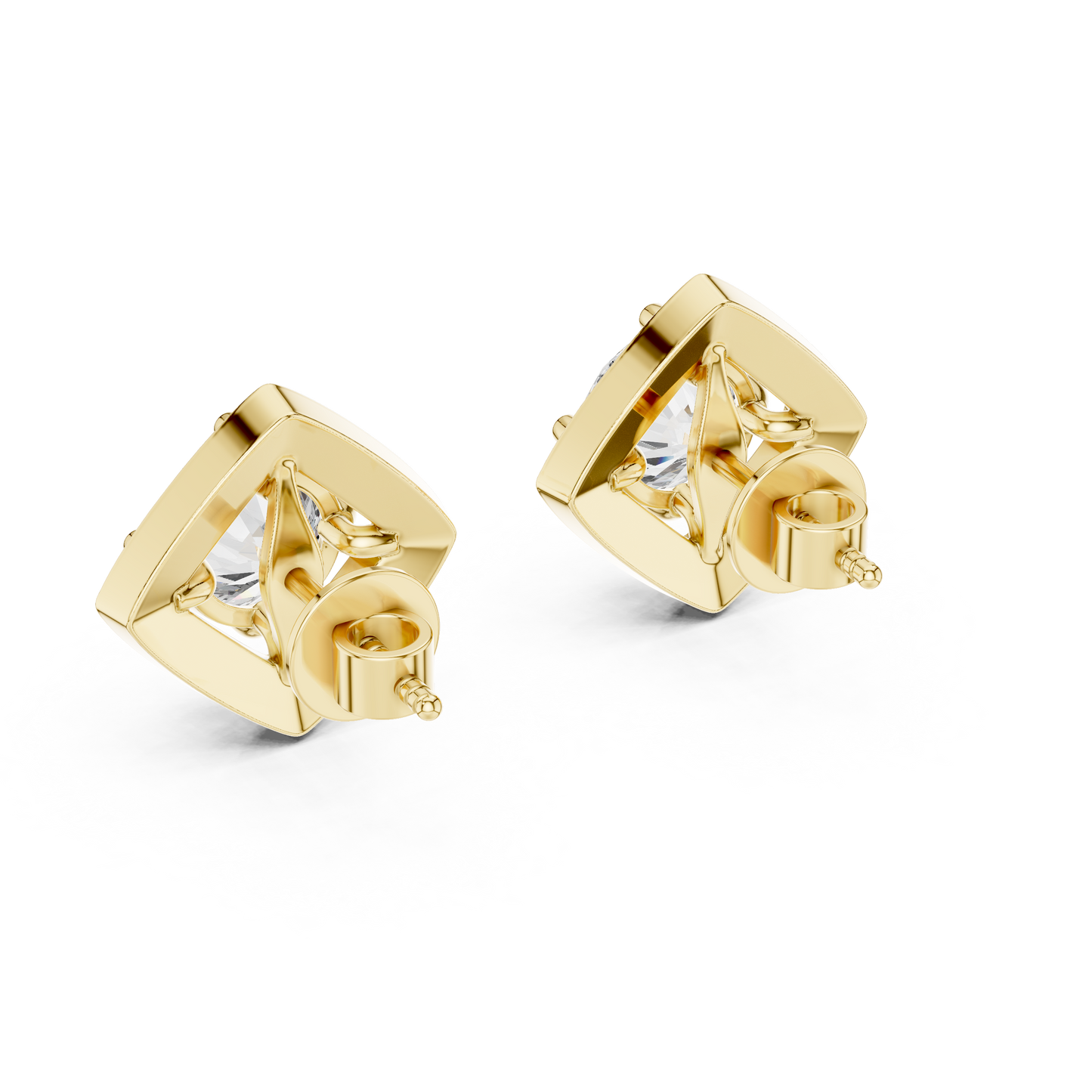 Square Halo Round Lab Grown Diamond Stud Earrings in 14K White Gold | Elegant Diamond Earrings