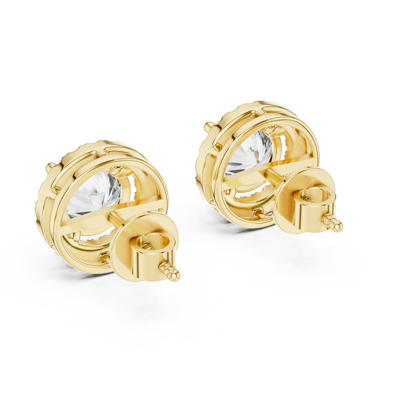 Round Halo Lab Grown Diamond Stud Earrings in 14K Yellow Gold | Classic Diamond Earrings for Women
