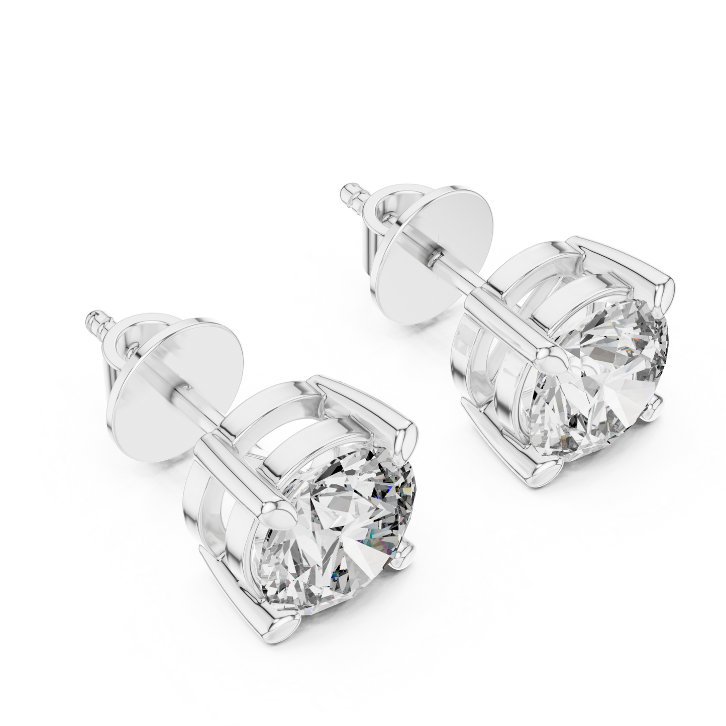 Classic Round Solitaire Lab Grown Diamond Solitaire Earrings in 14K Rose Gold | Timeless Diamond Earrings
