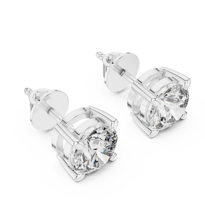 Classic Round Solitaire Lab Grown Diamond Solitaire Earrings in 14K Rose Gold | Timeless Diamond Earrings