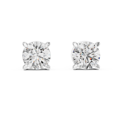Classic Round Solitaire Lab Grown Diamond Solitaire Earrings in 14K Rose Gold | Timeless Diamond Earrings