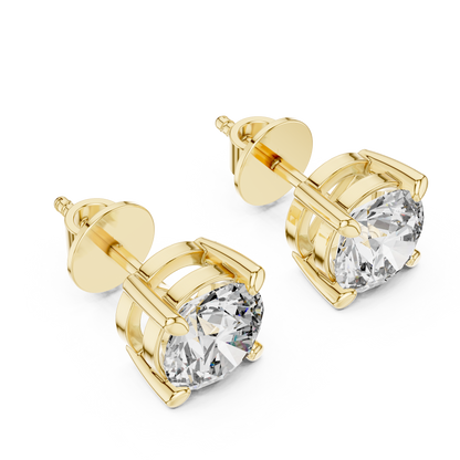 Classic Round Solitaire Lab Grown Diamond Solitaire Earrings in 14K Rose Gold | Timeless Diamond Earrings