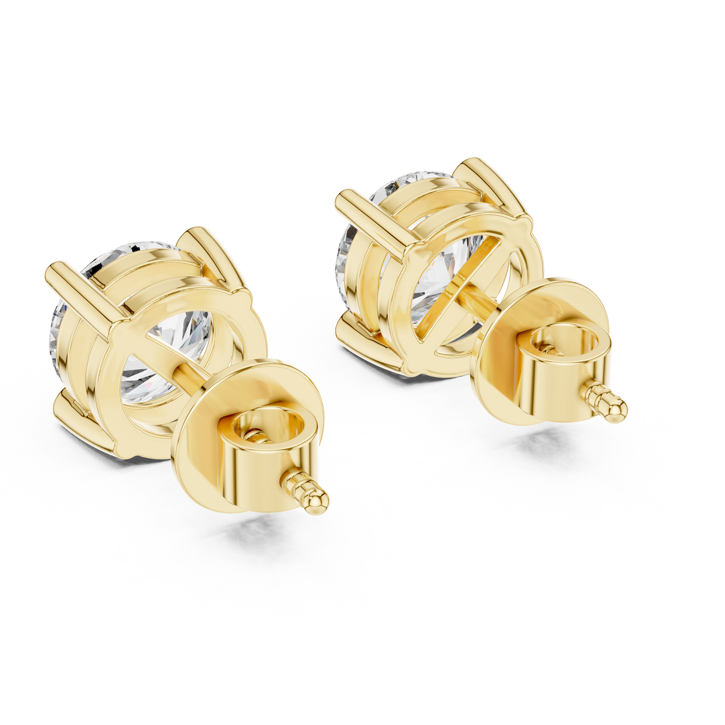Classic Round Solitaire Lab Grown Diamond Solitaire Earrings in 14K Rose Gold | Timeless Diamond Earrings