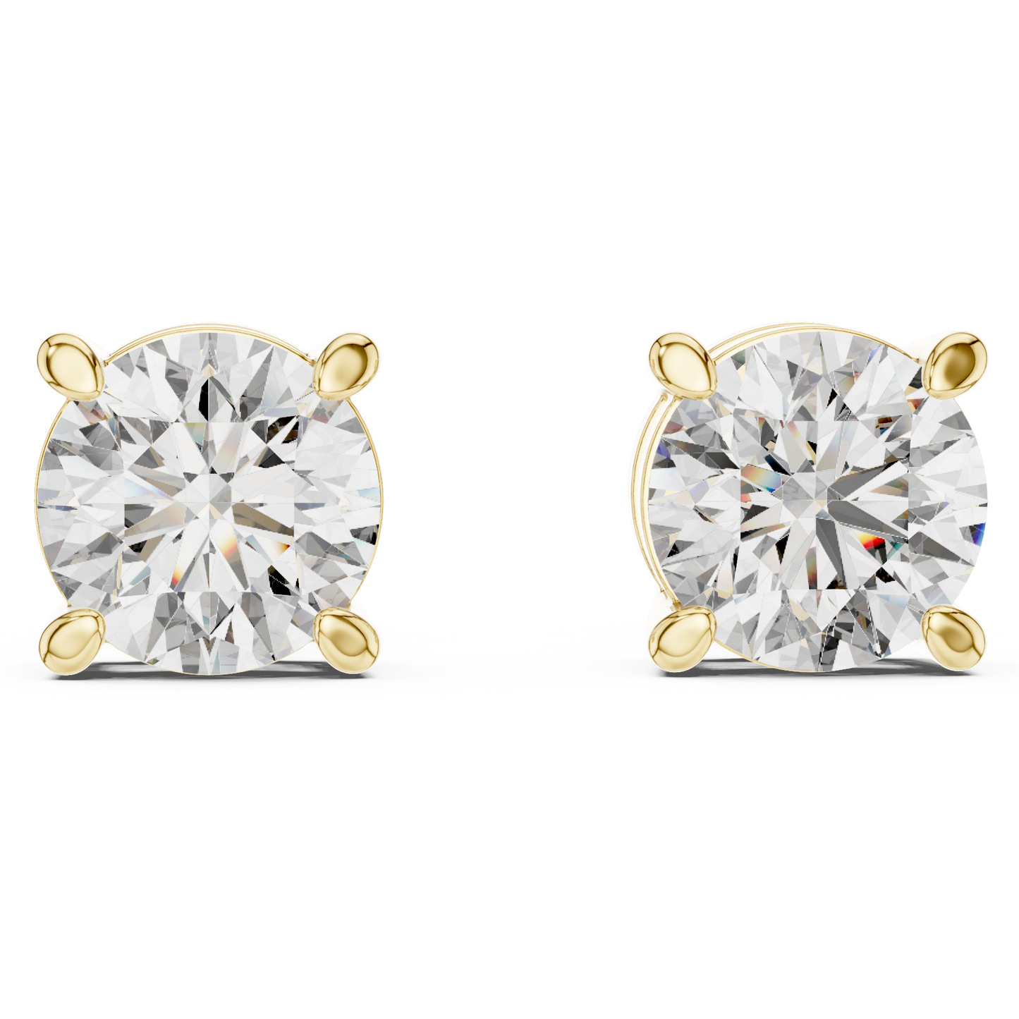 Classic Round Solitaire Lab Grown Diamond Solitaire Earrings in 14K Rose Gold | Timeless Diamond Earrings