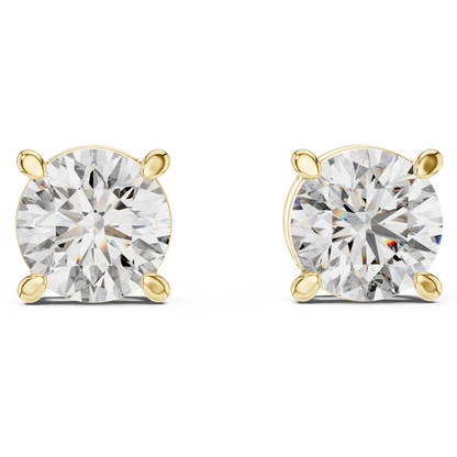 Classic Round Solitaire Lab Grown Diamond Solitaire Earrings in 14K Rose Gold | Timeless Diamond Earrings