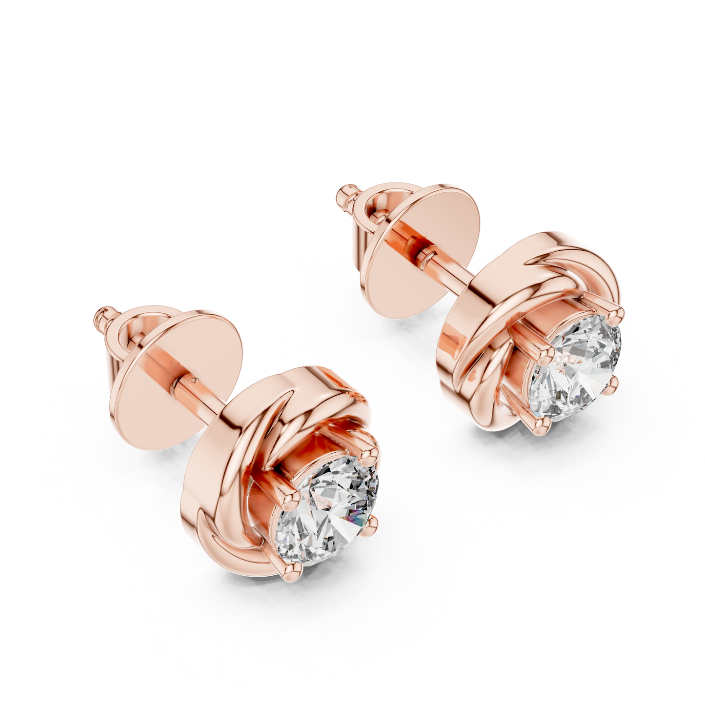 Round Lab-Grown Diamond Solitaire  Earrings in 14K Rose Gold