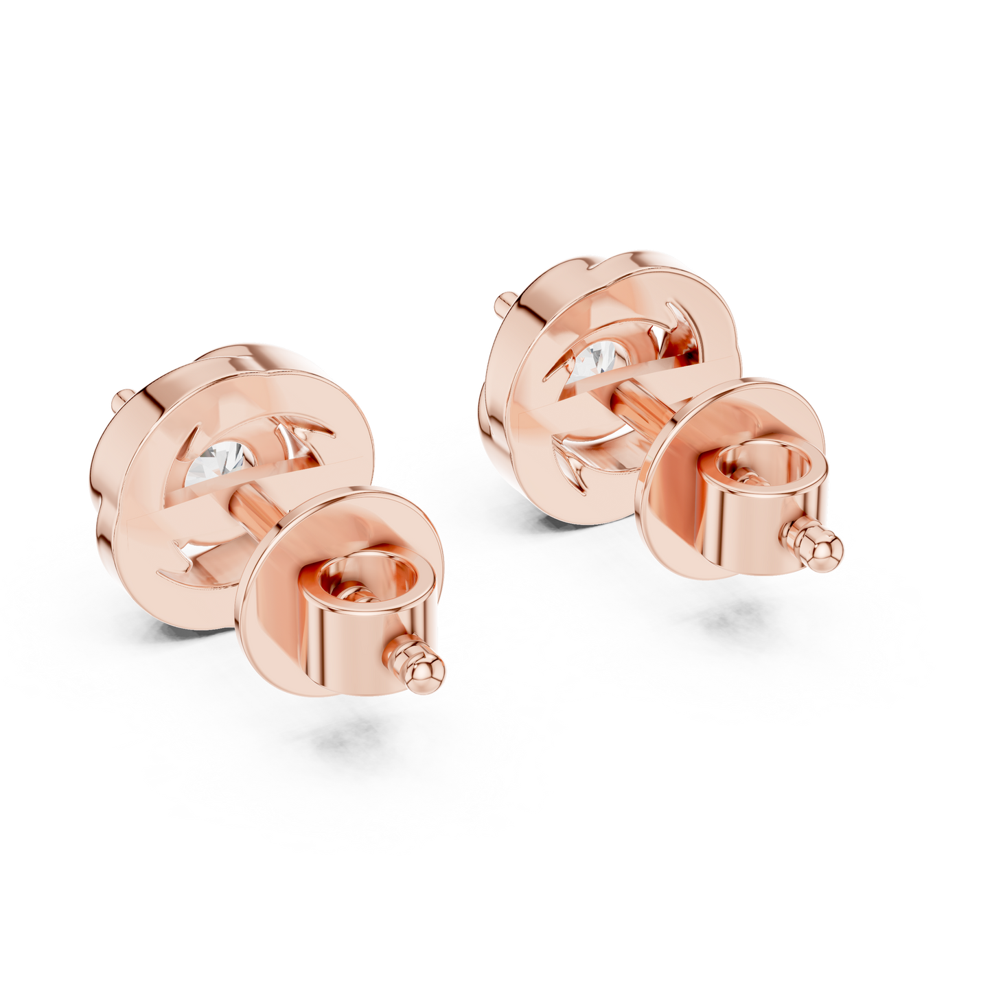 Round Lab-Grown Diamond Solitaire  Earrings in 14K Rose Gold