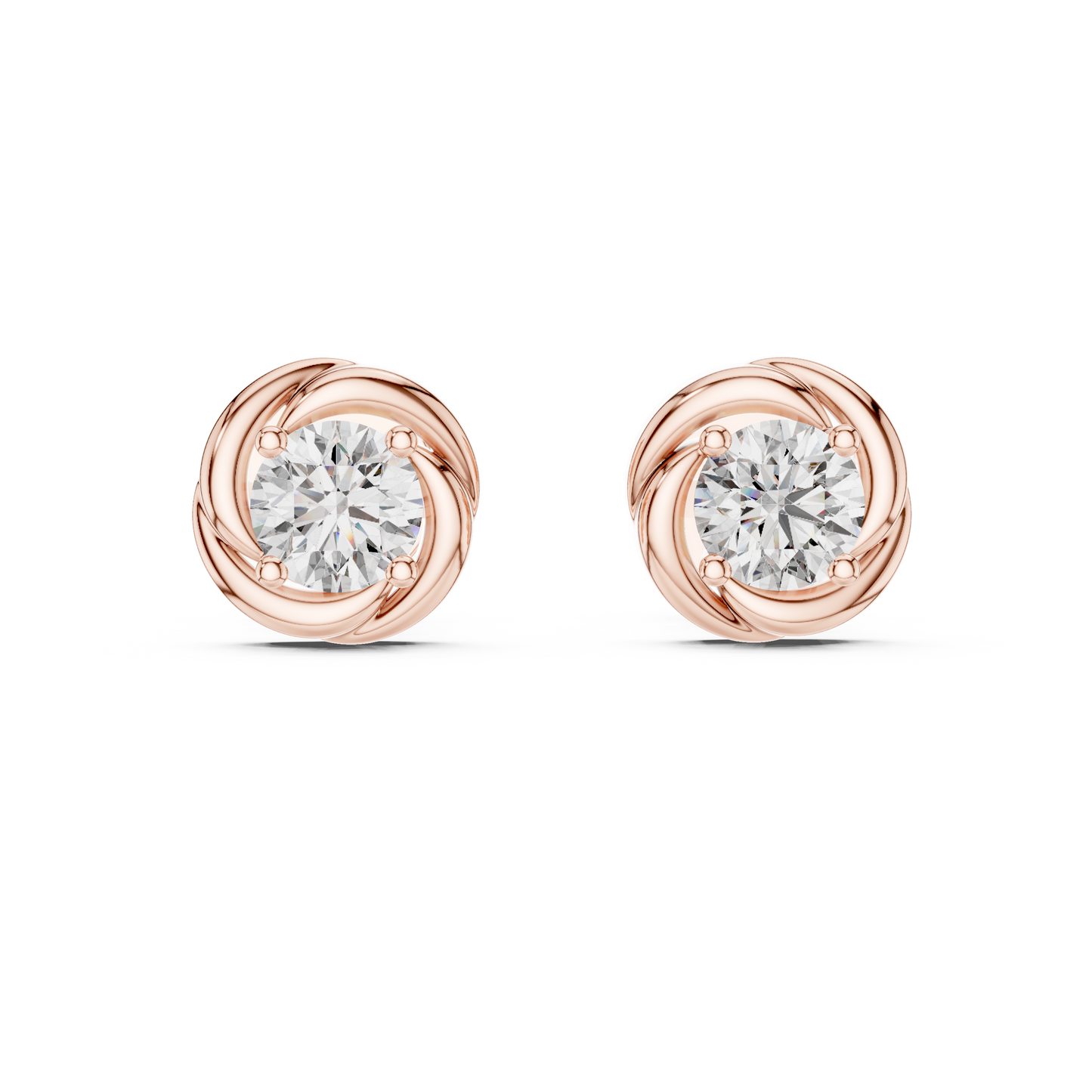 Round Lab-Grown Diamond Solitaire  Earrings in 14K Rose Gold