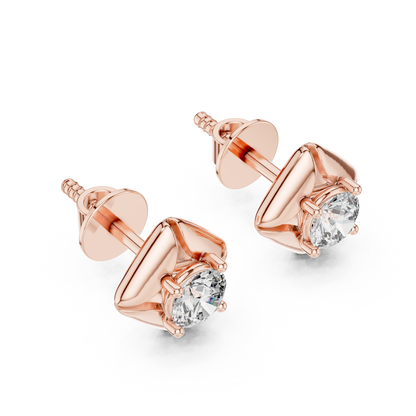 Round Lab Grown Diamond Solitaire Earrings in 14K White Gold
