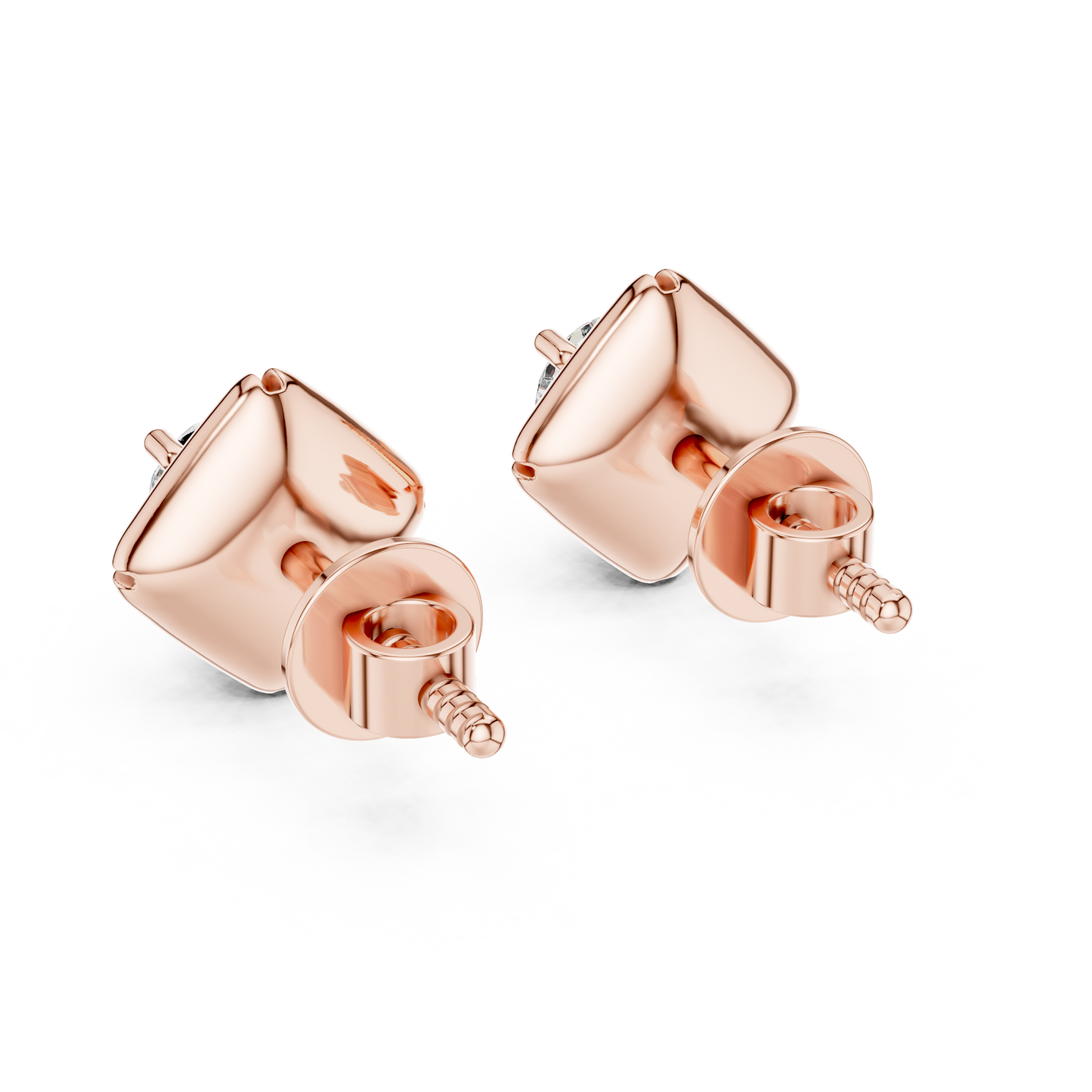 Round Lab Grown Diamond Solitaire Earrings in 14K White Gold