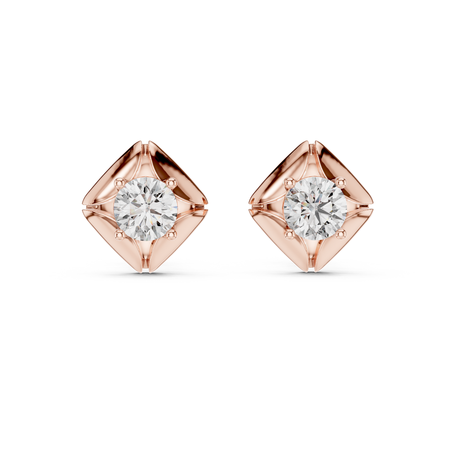 Round Lab Grown Diamond Solitaire Earrings in 14K White Gold