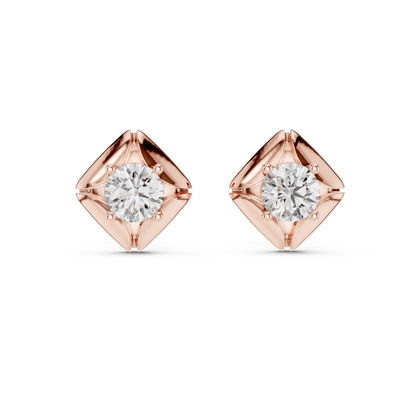 Round Lab Grown Diamond Solitaire Earrings in 14K White Gold