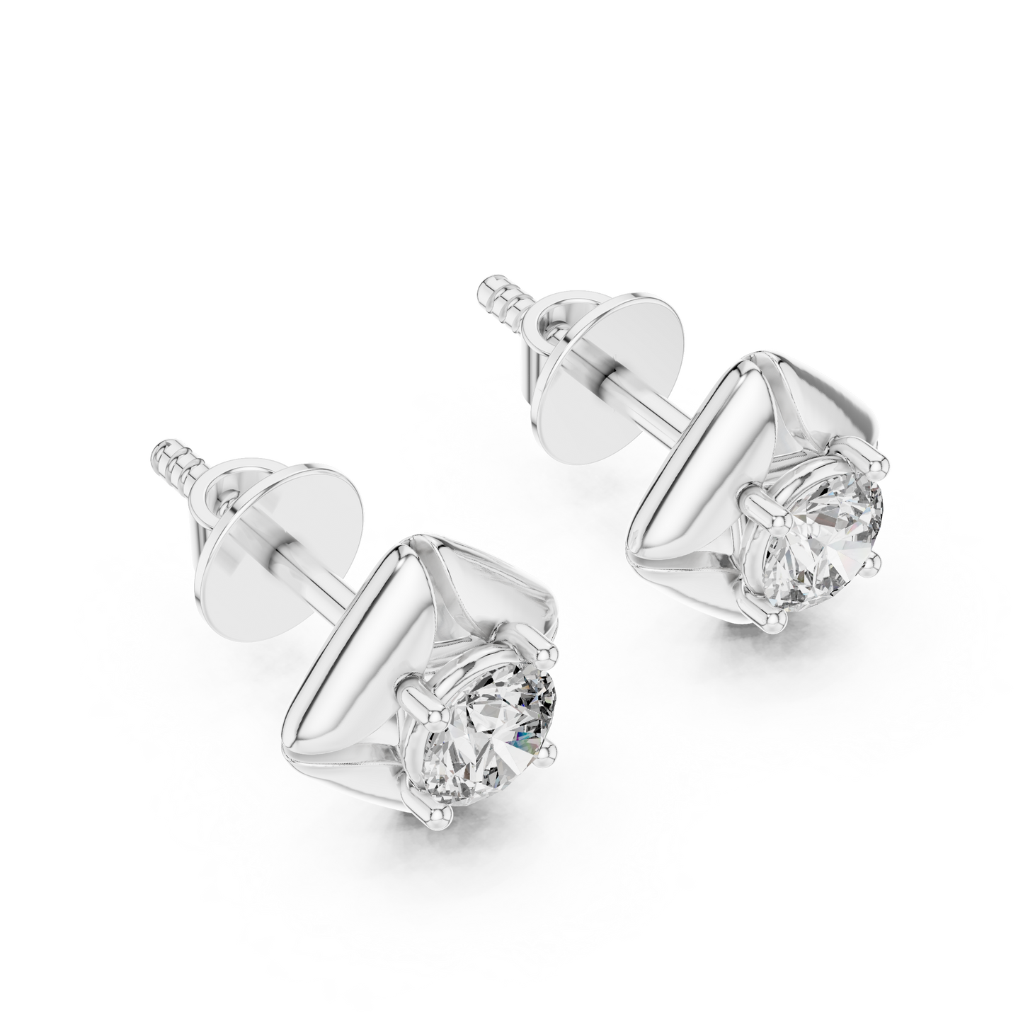 Round Lab Grown Diamond Solitaire Earrings in 14K White Gold