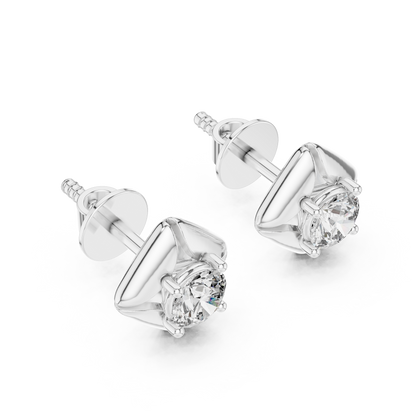 Round Lab Grown Diamond Solitaire Earrings in 14K White Gold