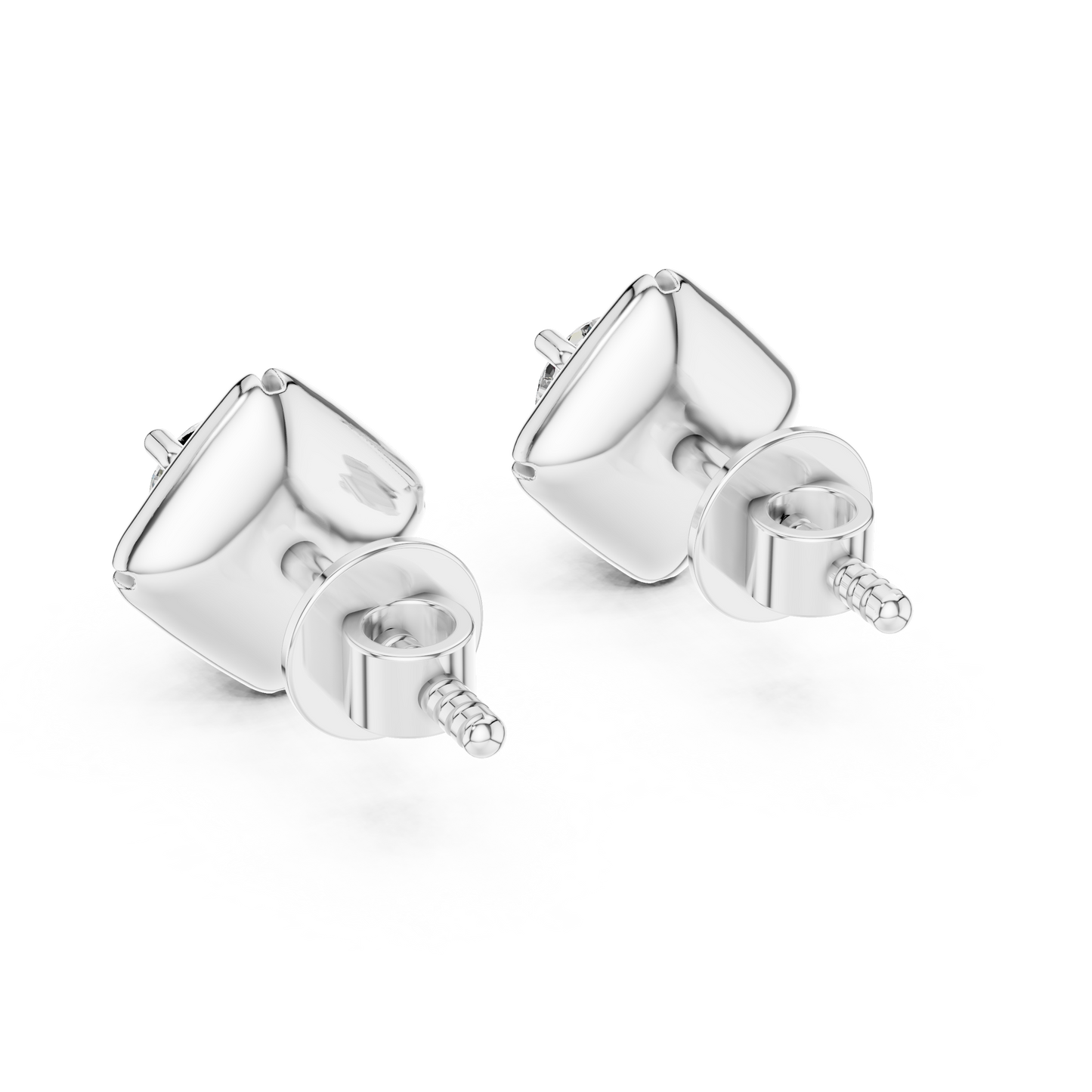 Round Lab Grown Diamond Solitaire Earrings in 14K White Gold