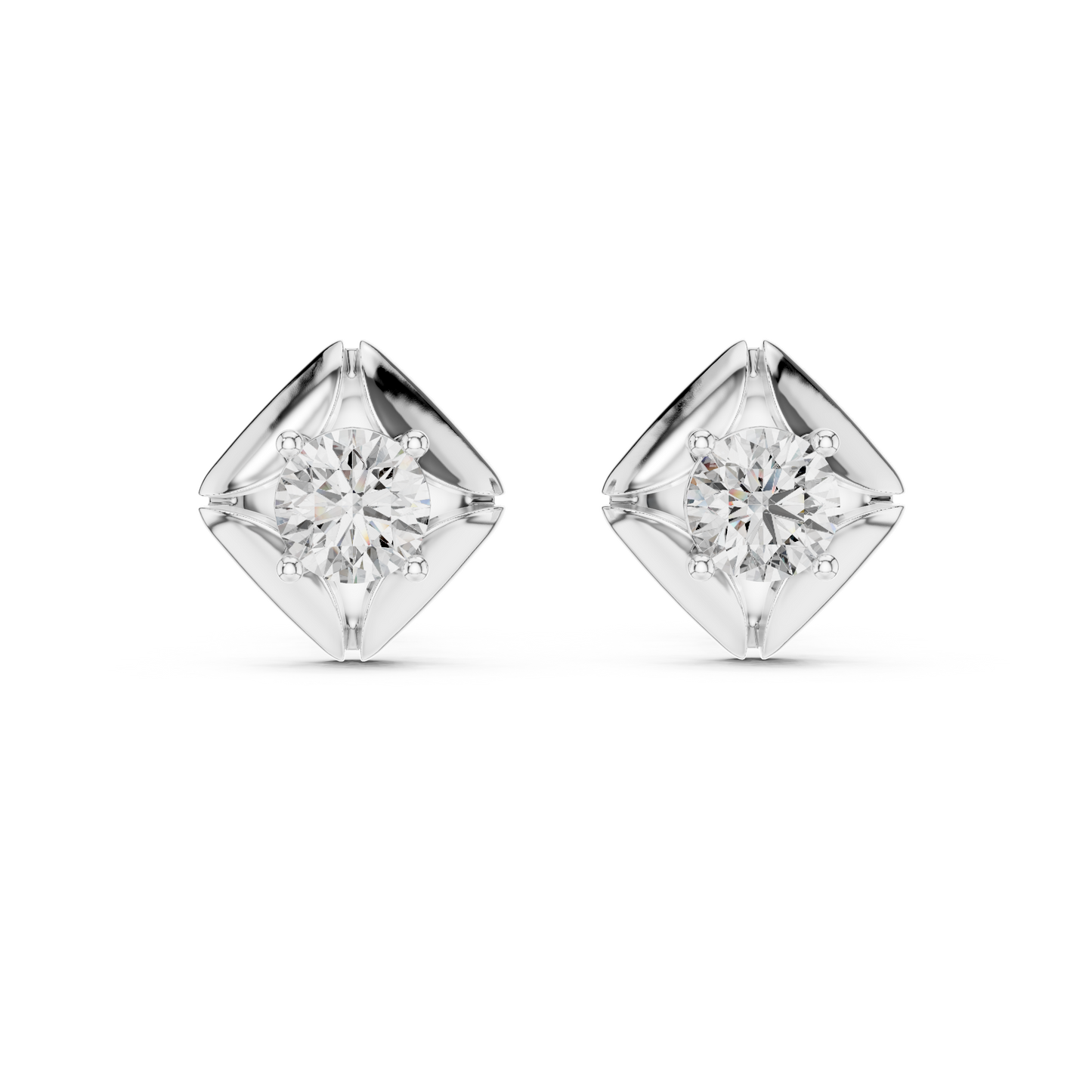 Round Lab Grown Diamond Solitaire Earrings in 14K White Gold