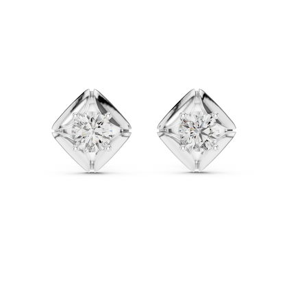 Round Lab Grown Diamond Solitaire Earrings in 14K White Gold