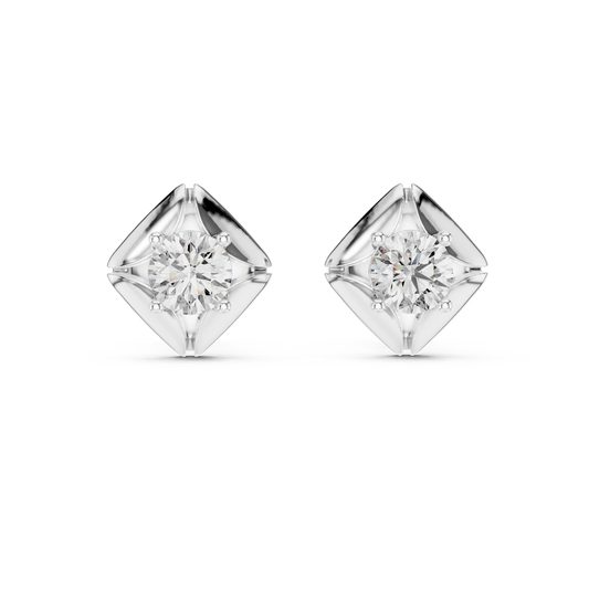 Round Lab Grown Diamond Solitaire Earrings in 14K White Gold