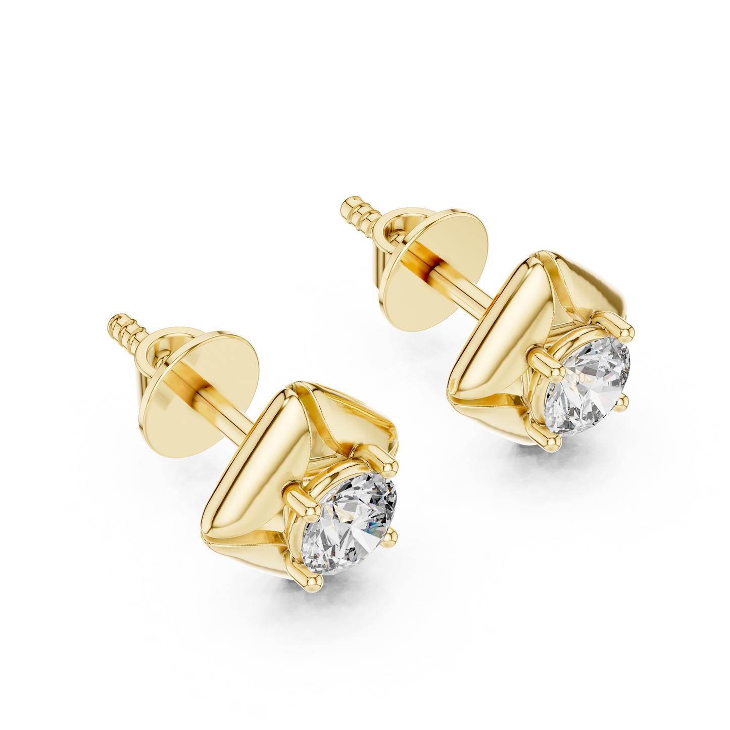 Round Lab Grown Diamond Solitaire Earrings in 14K White Gold