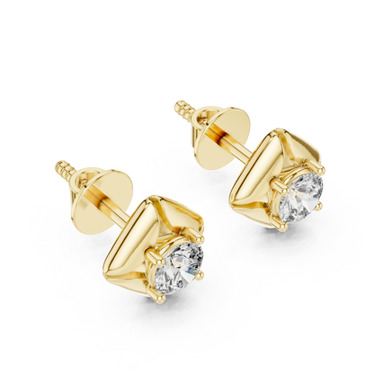Round Lab Grown Diamond Solitaire Earrings in 14K White Gold