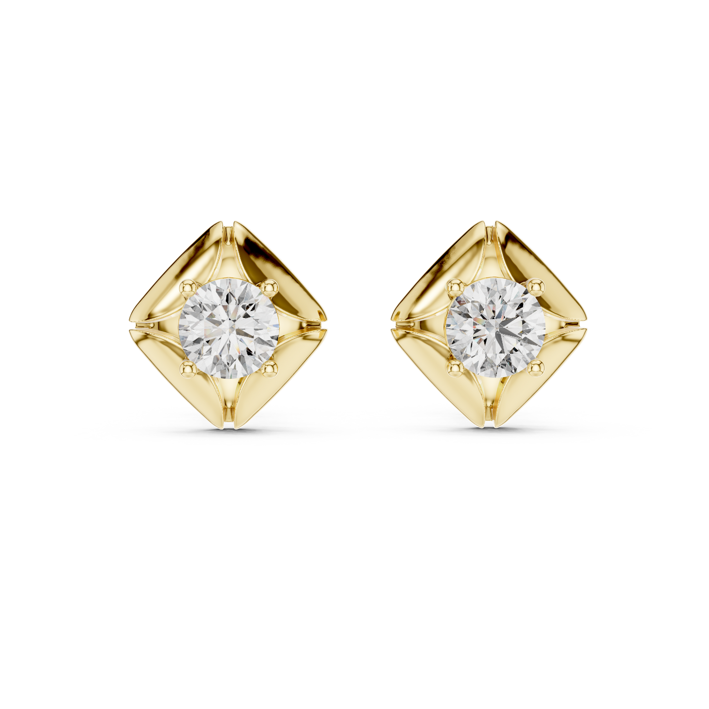 Round Lab Grown Diamond Solitaire Earrings in 14K White Gold
